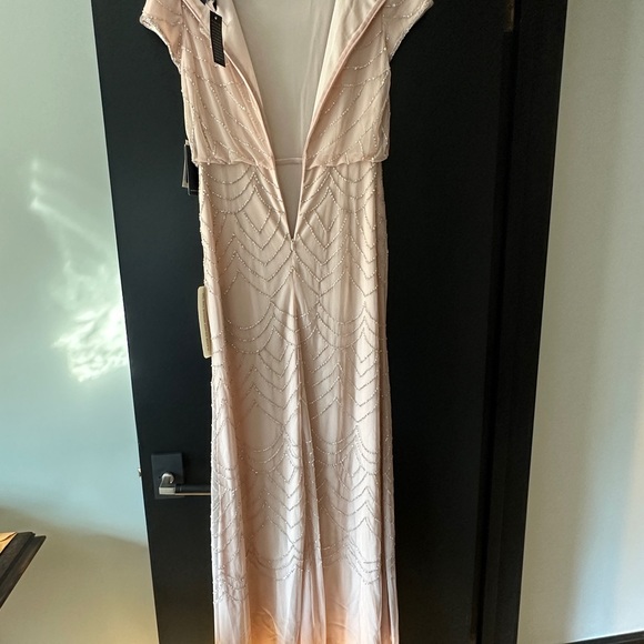 NWT Adrianna Papell evening gown, blush with silver beads, size 0 - Picture 9 of 9